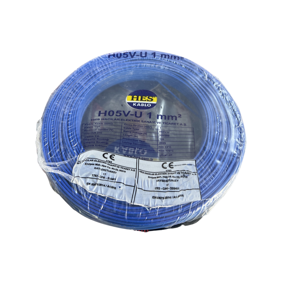 Hes H07V-U 1 mm NYA Tesisat Tip Enerji Kablosu 100 metre