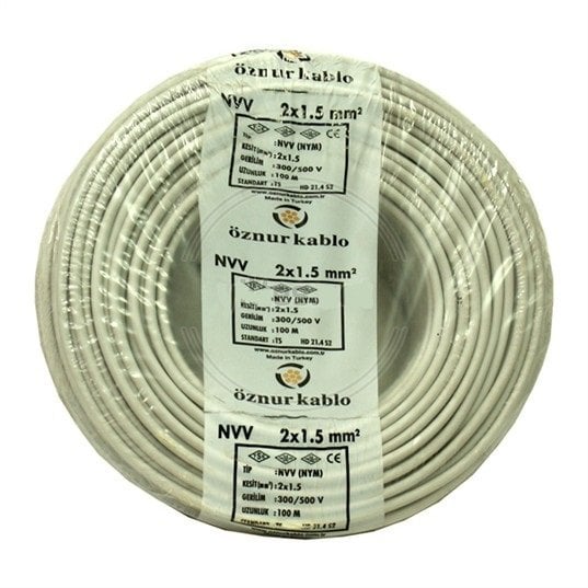 Öznur 2x1,5 mm NYM (NVV) Antigron Enerji Kablosu 100 Metre