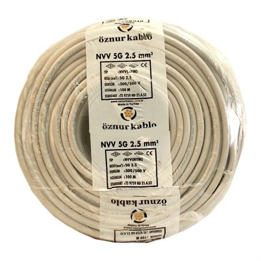 Öznur 5x2,5 mm NYM (NVV) Antigron Enerji Kablosu 100 Metre