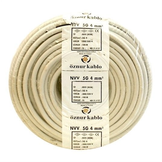 Öznur 5x4 mm NYM (NVV) Antigron Enerji Kablosu 100 Metre