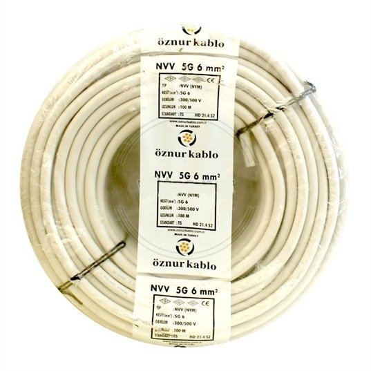 Öznur 5x6 mm NYM (NVV) Antigron Enerji Kablosu 100 Metre